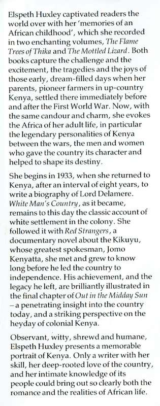 Elspeth Huxley, Out in the Midday Sun: My Kenya