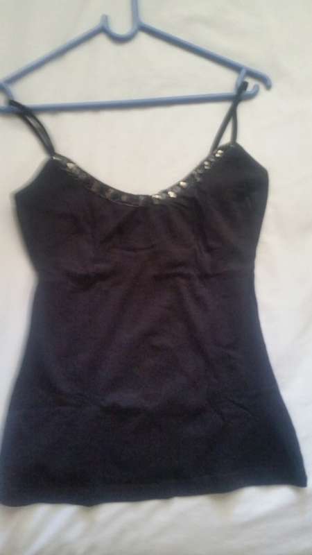 Black strappy blouse with sequin detail