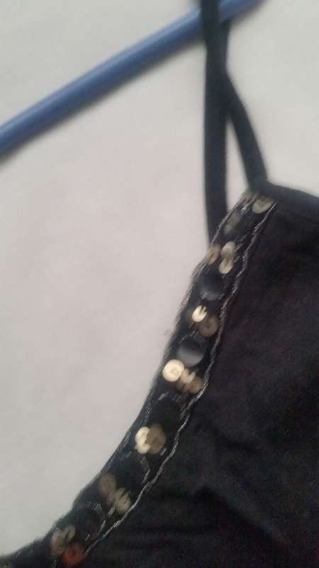 Black strappy blouse with sequin detail