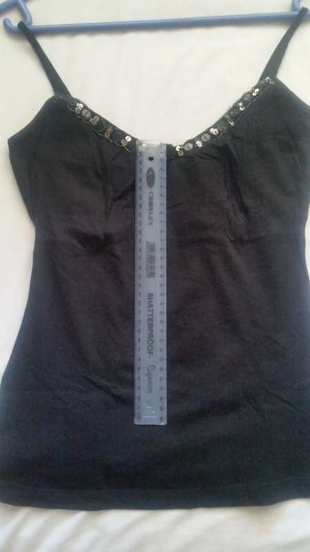 Black strappy blouse with sequin detail