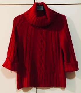 Woolworths Red cable polo neck jersey 3/4 sleeves Size: L