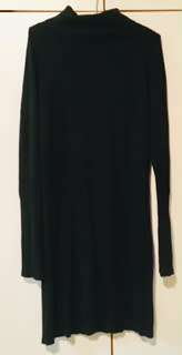 Long sleeve black polo neck knit dress Size: XL