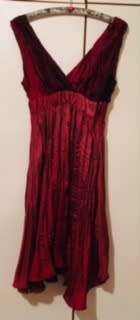 Truworths Burgundy V-neck sleeveless mini dress  Pleated look Size: 30/32