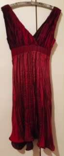 Truworths Burgundy V-neck sleeveless mini dress  Pleated look Size: 30/32