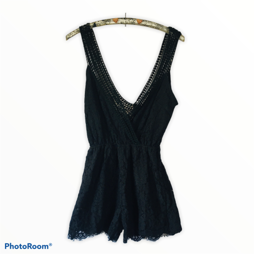 Selfservice Black Lace Romper Size: 10/34