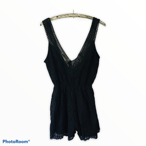 Selfservice Black Lace Romper Size: 10/34