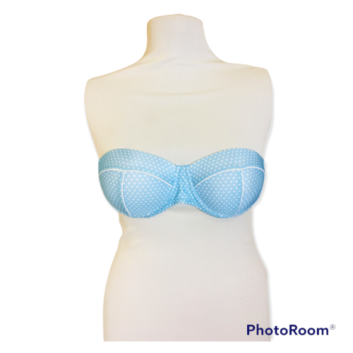 Blue Polkadot bikini top Size: S
