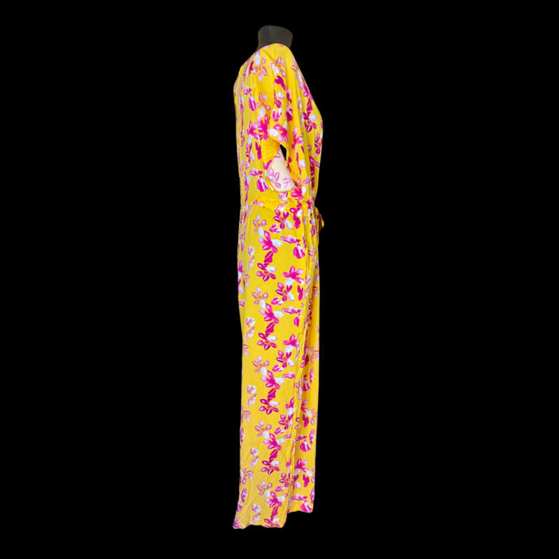 Yellow floral print jumpsuit Size: 40
