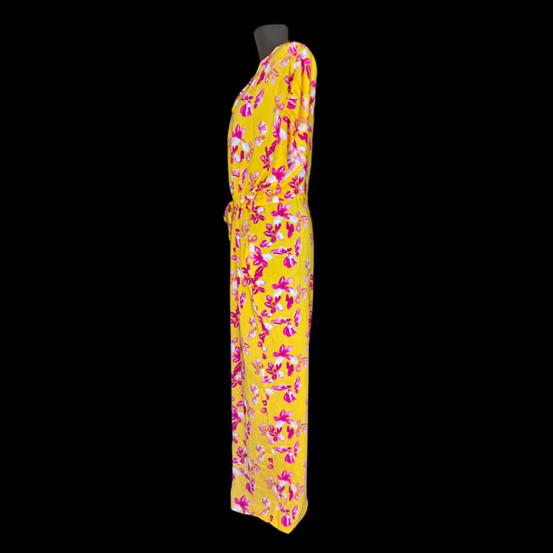 Yellow floral print jumpsuit Size: 40