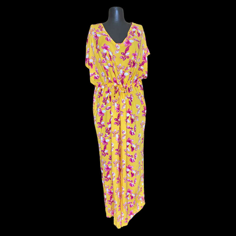 Yellow floral print jumpsuit Size: 40