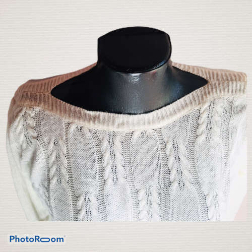 Vintage Cream Cable Knit Jersey Size L