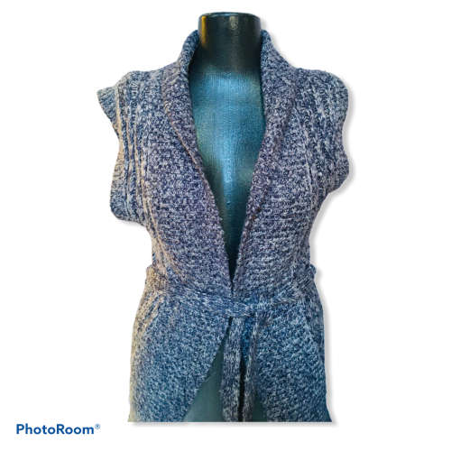 Blue and Grey Knit Cardigan Size: S