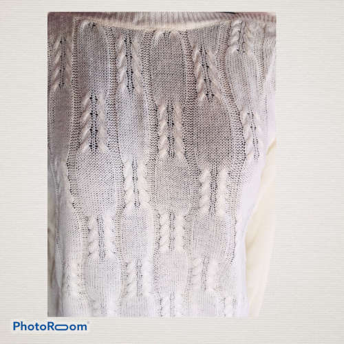 Vintage Cream Cable Knit Jersey Size L