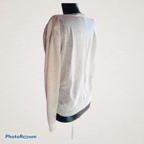 Vintage Cream Cable Knit Jersey Size L