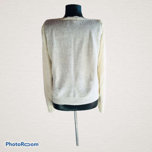 Vintage Cream Cable Knit Jersey Size L