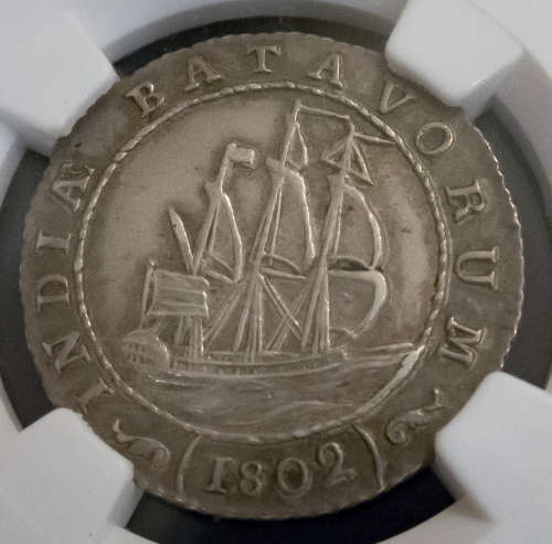 1802 Ships Half Gulden NGC AU58