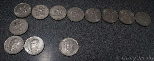 12 Nickel Rands 1977,78and79 - bid per coin Start @R1 !!!