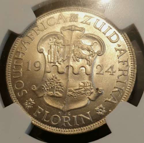 1924 Two Shillings- Brilliant Uncirculated - MS63- Start @ R1 !!!