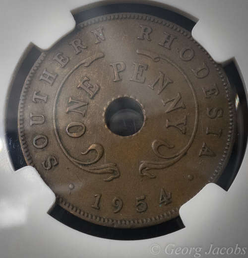 1954 Southern Rhodesia Penny- Sharp coin - NGC AU50BN - Start @ R1 !!