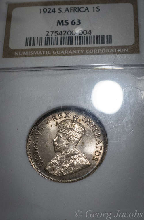 1924 Shilling Brilliant Unc NGC MS63- Start @ R1 !!!!
