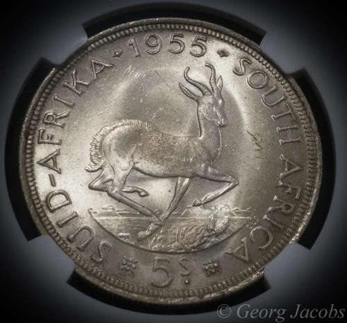1955 Five Shillings Brilliant Unc NGC MS63 Start @ R1 !!!