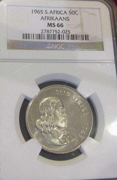1965 Fifty Cent Afrikaans MS66 !! Mintage 2 921 !!