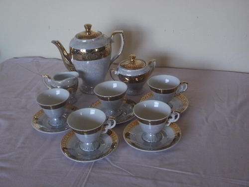 ****year end clearance*** 15 PIECE DEMI-TASSE SET WITH GOLD RIM