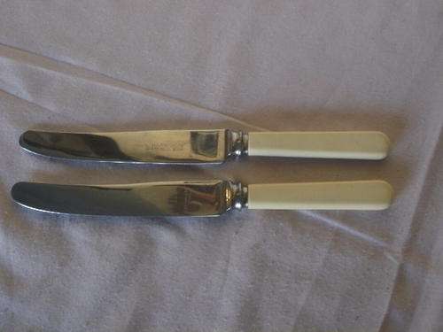TWO L. HARRISON SHEFFIELD.ENG. KNIFES WITH IVORENE HANDLE'S