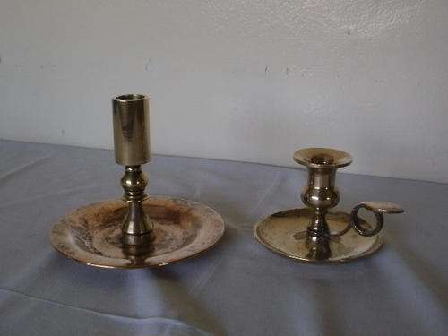 TWO BRASS CANDLESTICKS