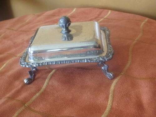 SILVER PLATED BUTTER/JAM BOWL WITH LEGS