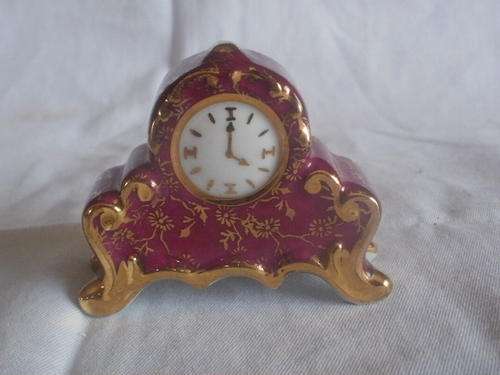 MINIATURE LIMOGES MANTLE CLOCK