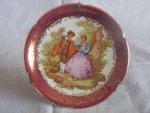 MINIATURE LIMOGES PLATE WITH STAND (a)