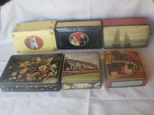 SIX TIN'S. (WESTON BISCUIT, X2 EDWARD SHARP, PYOTTS BISCUIT, JOKO TEA, BAKERS)