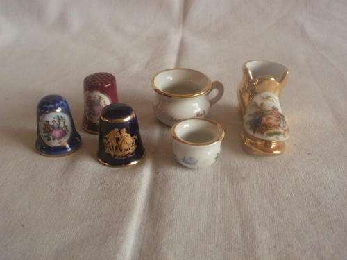 X4 MINIATURE LIMOGES PIECES & X2 UNKNOWN PIECES