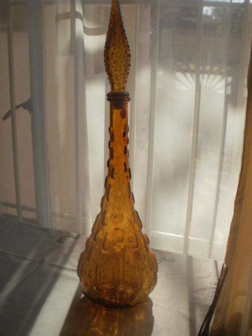 LARGE AMBER DECANTER - ,MADE IN ITALY