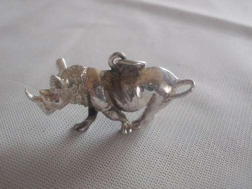 SILVER RHINO CHARM