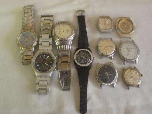 TEN WATCHES FOR SPARES. SOME CAN BE REPAIRED