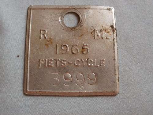 1965 FIETS-CYCLE LICENSE