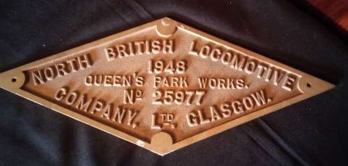 NORTH BRITISH LOCOMOTIVE 1948 BRASS PLAQUE