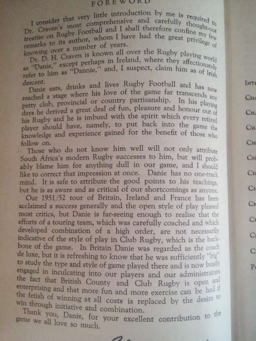 DANIE CRAVEN ON RUGBY