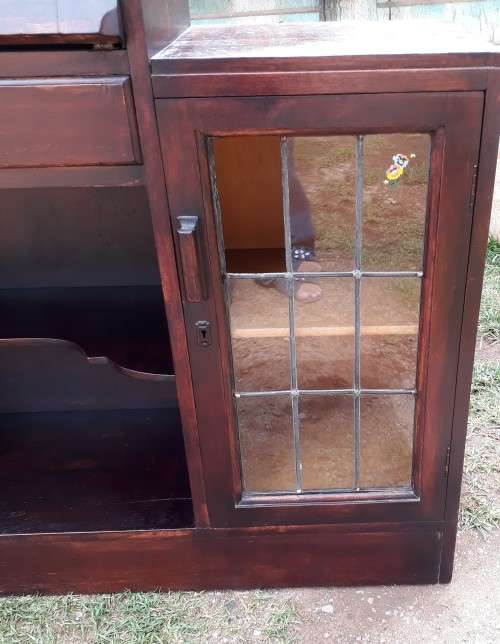 "STEBARN" WRITING BUREAU WITH LEAD GLASS DOOR'S