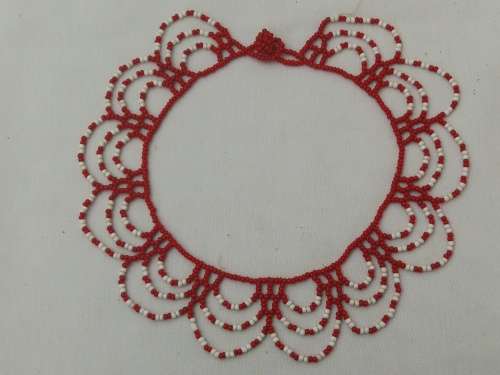White and Red Beaded Necklace