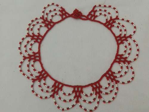 White and Red Beaded Necklace