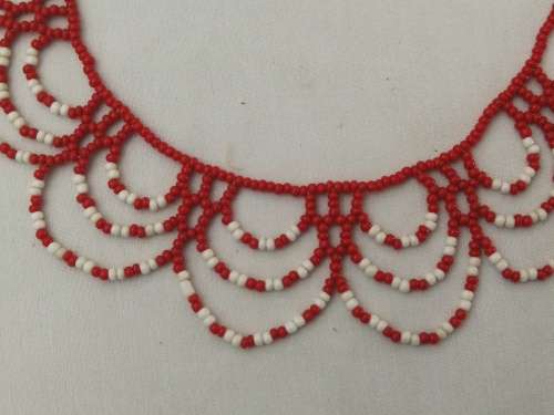 White and Red Beaded Necklace