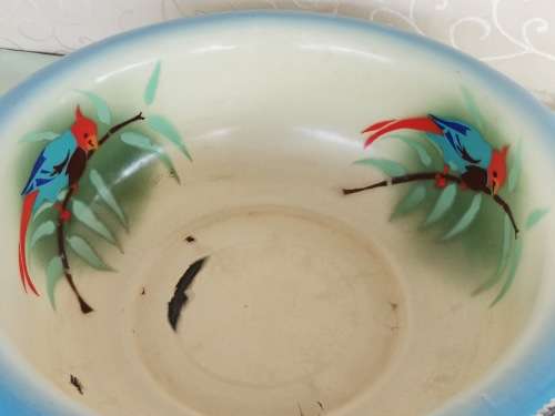 Enamel Wash Basin and Jug, Made in Poland
