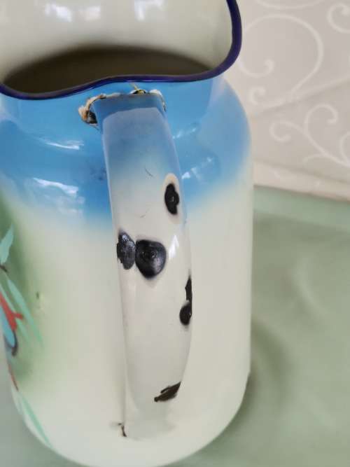 Enamel Wash Basin and Jug, Made in Poland