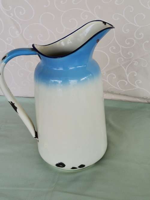 Enamel Wash Basin and Jug, Made in Poland
