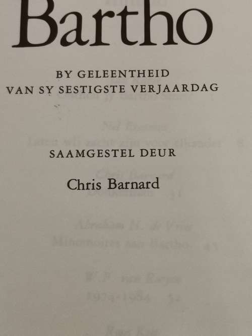 Bartho by geleentheid van sy sestigste verjaardag - Chris Barnard