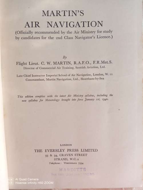 Martins Air Navigation: CW Martin (1940)