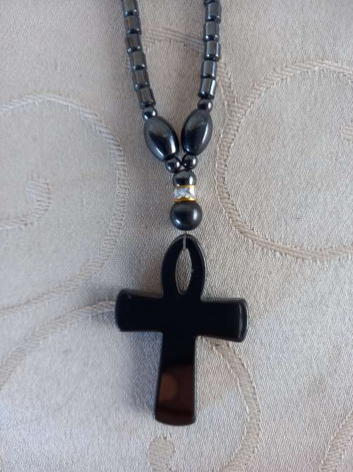 Hematite Necklace with cross